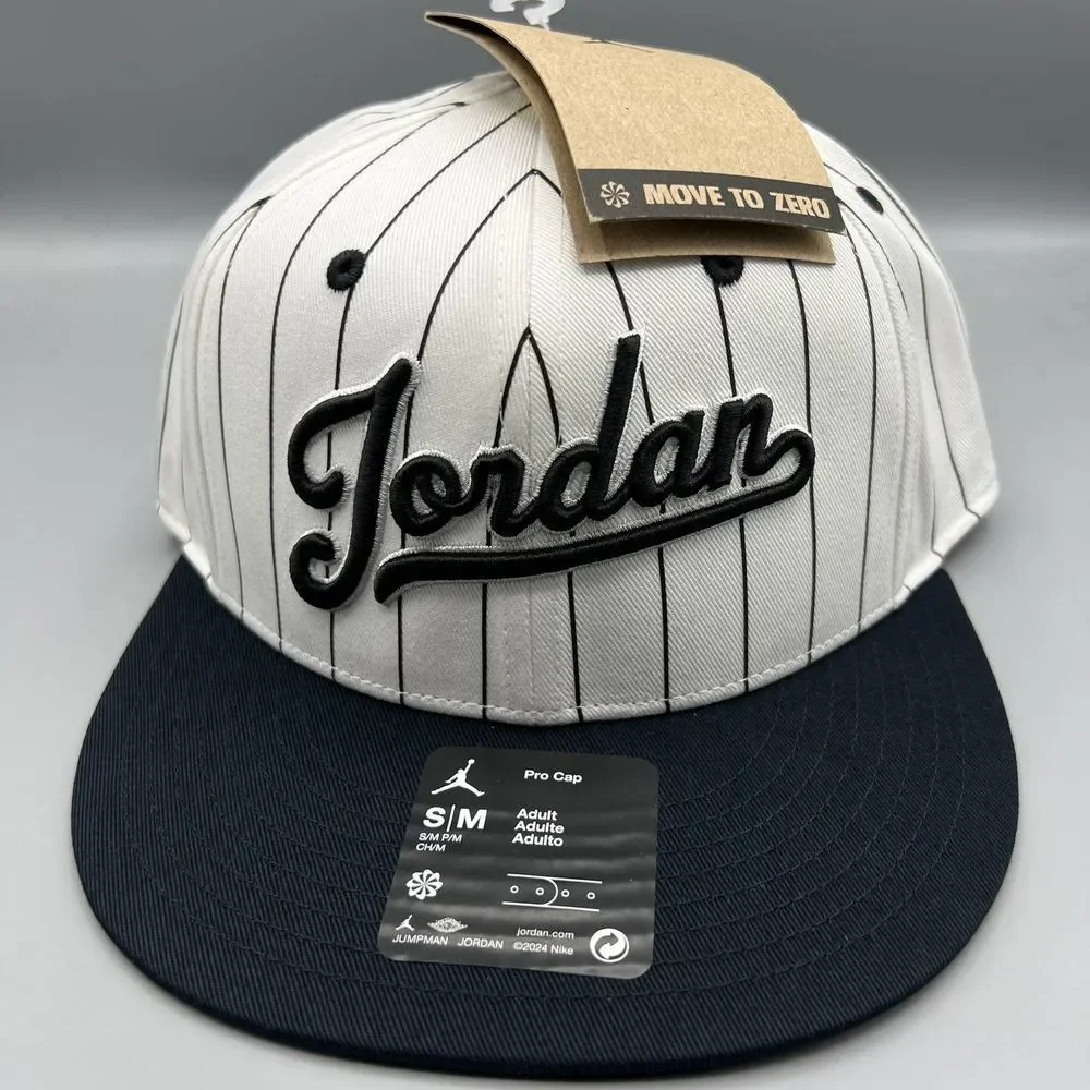 Air Jordan Hat Men S-M White Baron‎ 45 Pinstripes Jumpman Snap Back Cap New